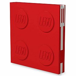 Červený štvorcový zápisník s gélovým perom LEGO®, 15,9 x 15,9 cm