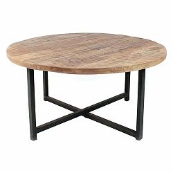 Čierny konferenčný stolík s doskou z mangového dreva LABEL51 Dex, ⌀ 80 cm