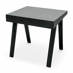 Čierny stôl s nohami z jaseňového dreva EMKO, 80 x 70 cm