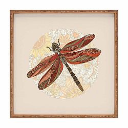 Drevený dekoratívny servírovací podnos Dragonfly, 40 × 40 cm