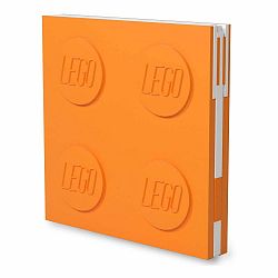 Oranžový štvorcový zápisník s gélovým perom LEGO®, 15,9 x 15,9 cm
