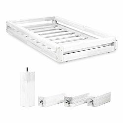 Sada bielej zásuvky pod posteľ a 4 predĺžených nôh Benlemi, pre posteľ 80 × 160 cm